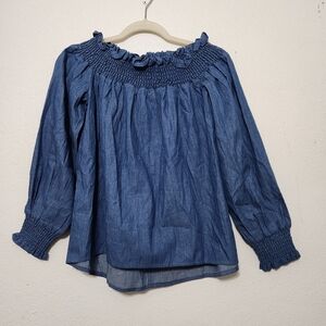Amoli Off Shoulder Lightweight Denim Top